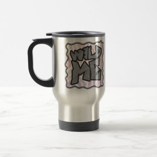 Caneca Térmica Branca e Rosa Zebra (Esquerda)