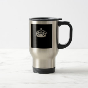 Caneca Térmica Branco Mantenha a Coroa Calma em Preto