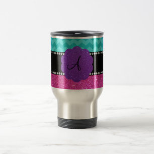 Caneca Térmica Brilho do rosa das vigas de turquesa do monograma