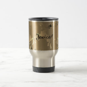Caneca Térmica Bronzy Reindeer e Snowflakes Nome
