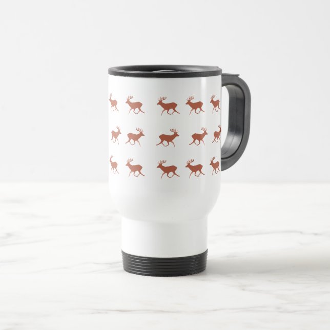 Caneca Térmica Brown Deer Walking - Padrão Festivo (Frente Esquerda)