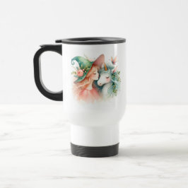 Caneca Térmica Bruxa Unicórnio Mágico em Aquarela na Estrada