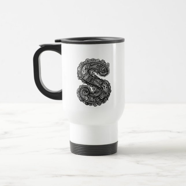 Caneca Térmica Buchstabe "S" im Doodle-Stil (Esquerda)