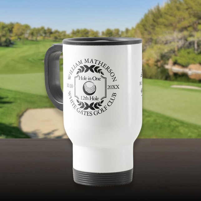 Caneca Térmica Buraco Elegante em Um Clássico Golfe Personalizado (Stylish Hole in One Classic Personalised Golf Travel Mug)