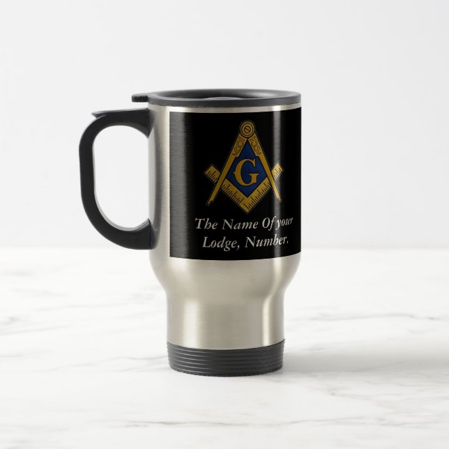 Caneca Térmica Bússola Maçônica Negra e Branco (Esquerda)