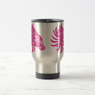 Caneca Térmica Cabeça de cavalo abstrata cor-de-rosa