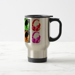 Caneca Térmica Cabeça de Pop de Arte com Fone de Ouvido de Quatro
