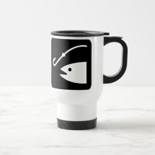 Caneca Térmica Cabeça e gancho dos peixes - preto e branco