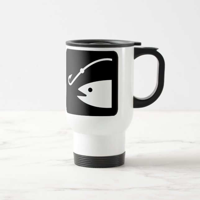 Caneca Térmica Cabeça e gancho dos peixes - preto e branco (Direita)