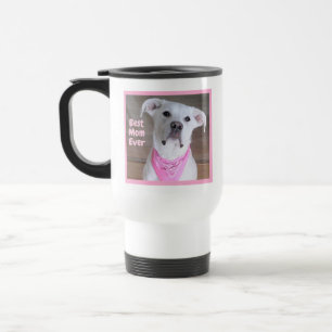 Caneca Térmica Cachorro Branco Bonito Vestindo Scarf Rosa Melhor