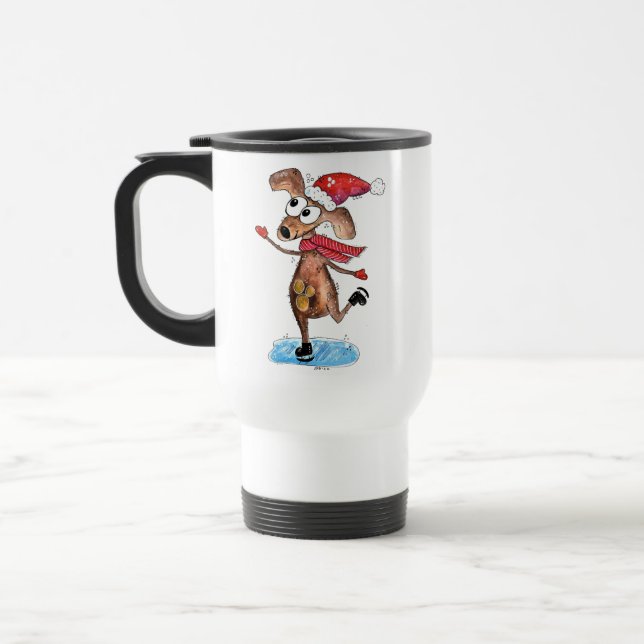 Caneca Térmica Cachorro de Natal Whimsso em Skates de gelo (Esquerda)
