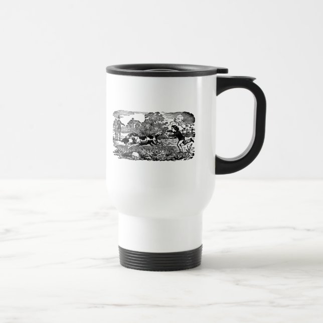 Caneca Térmica Cachorro executando ilustração vitoriana antiga de (Direita)