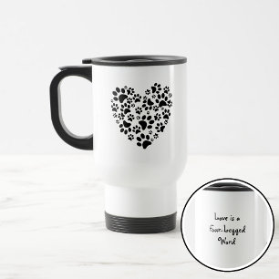 Caneca Térmica Cachorro Gato Impressões de Pata Coração Dia dos N