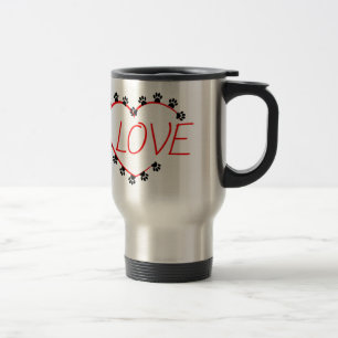 Caneca Térmica Cachorro Pata Coração Vermelho Amor