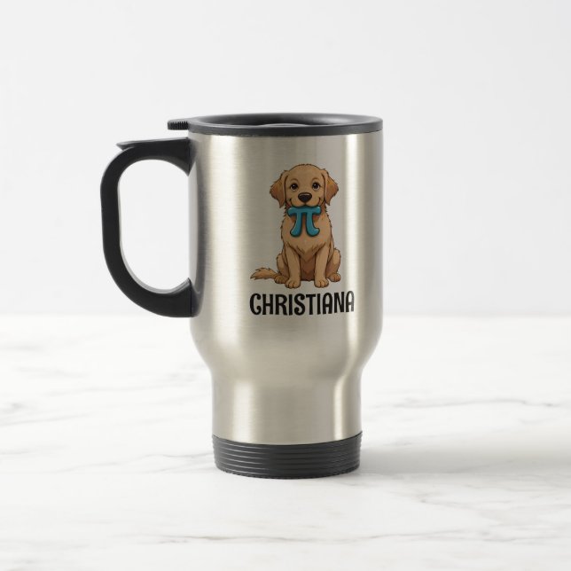 Caneca Térmica Cachorro Pi Day Personalizado Com Símbolo Pi | Fel (Esquerda)