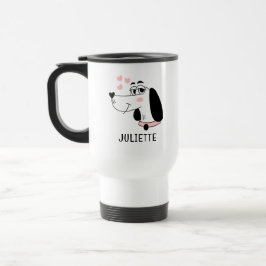 Caneca Térmica Cachorro Romântico Corações Cor-de-Rosa Personaliz