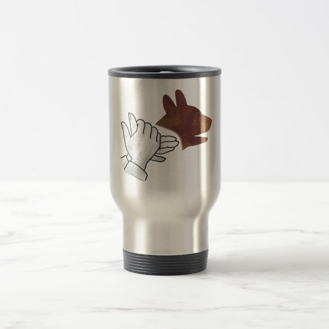 Caneca Térmica Cachorro Silhueta Mão Castanho (Centro)