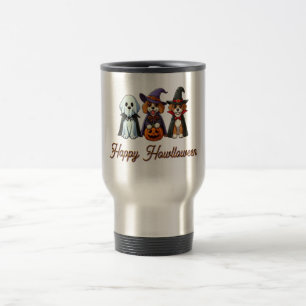 Caneca Térmica Cachorros bonitos como fantasma, bruxa e vampiro