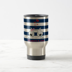 Caneca Térmica Cães Adoráveis Apaixonados em Listras-Personalizad