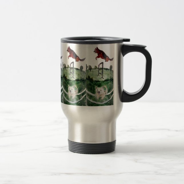 Caneca Térmica Cães pintando Cachorro Agilidade (Direita)