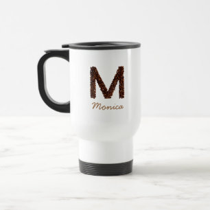 Caneca Térmica Café Bean Monograma Letra M Nome Personalizado Co