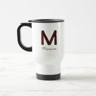 Caneca Térmica Café Bean Monograma Letra M Nome Personalizado Co