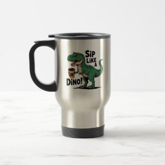 Caneca Térmica café bebendo dinossauro