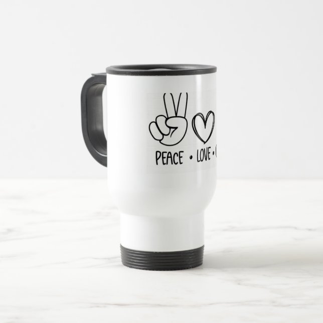 Caneca Térmica Café da Manhã Paz Amor Vibes (Frente Esquerda)