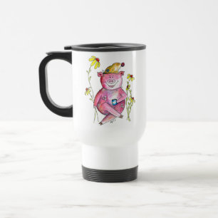 Caneca Térmica Café de Bebendo de porco branco
