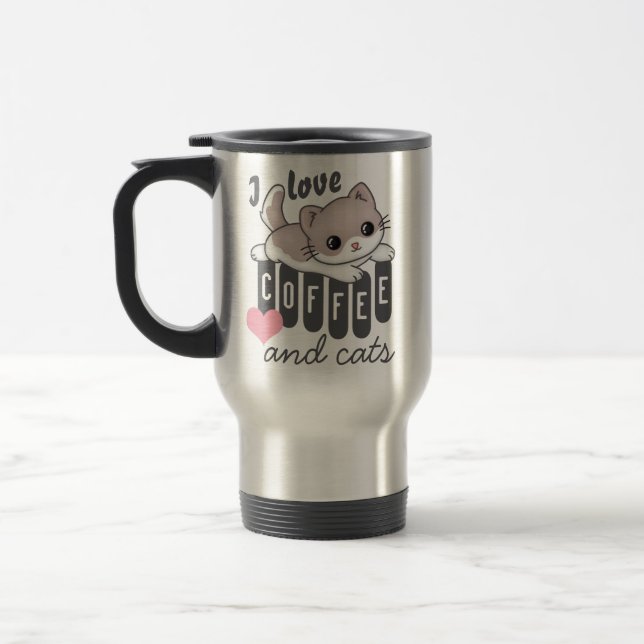Caneca Térmica Café e Gatos são Fofos (Esquerda)