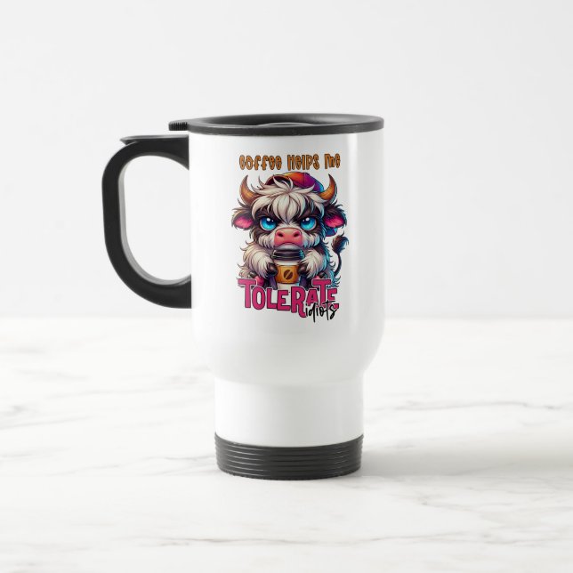 Caneca Térmica Café Me Ajuda a Tolerar Idiotas  (Esquerda)