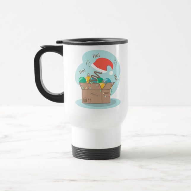 Caneca Térmica Caixa de artesanato com decoração de Natal e chapé (Esquerda)