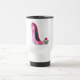 Caneca Térmica Calçados e cupcake cor-de-rosa do estilete