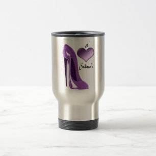 Caneca Térmica Calçados gostosos do estilete do Lilac e coraçã