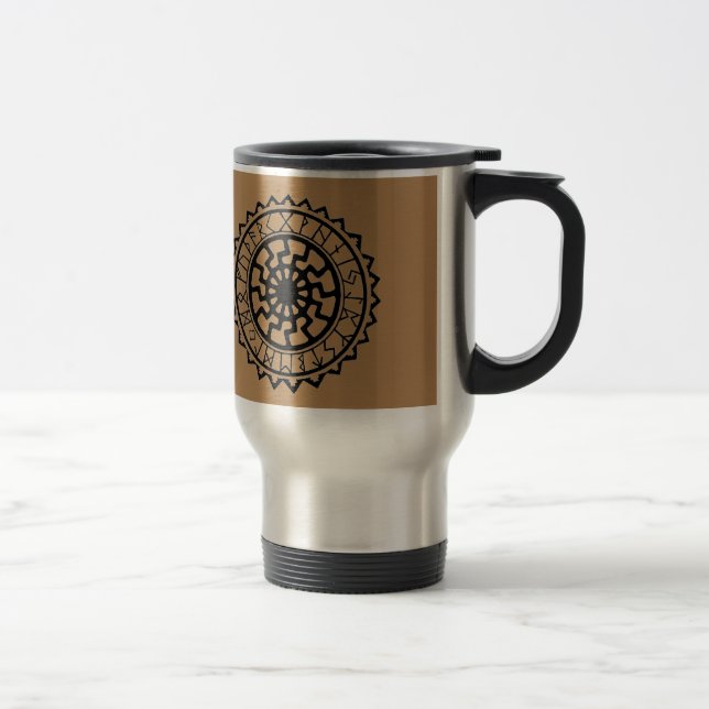 Caneca Térmica Calendário Rúnico Solar Celta Viking (Direita)