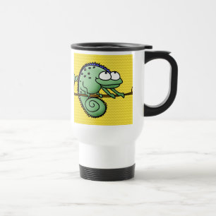 Caneca Térmica Camaleão Desenho Animado Engraçado Verde Fofo