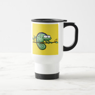 Caneca Térmica Camaleão Desenho Animado Engraçado Verde Fofo