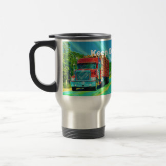 Caneca Térmica Caminhão de carga vermelho para crianças e caminho