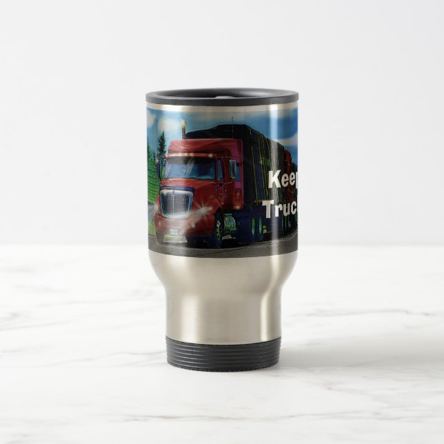 Caneca Térmica Caminhão de carga vermelho para crianças e caminho (Centro)