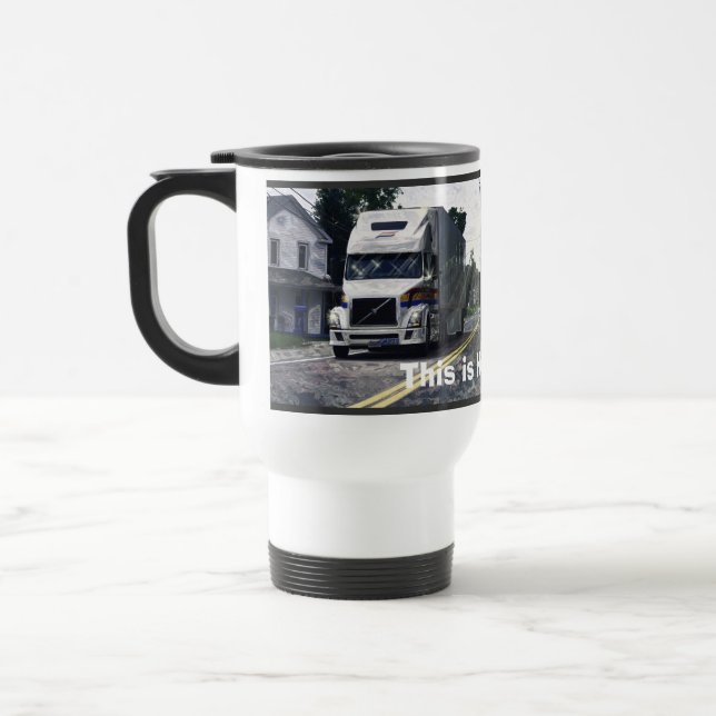 Caneca Térmica Caminhão de Mercadorias Branco Big Rig para Caminh (Esquerda)