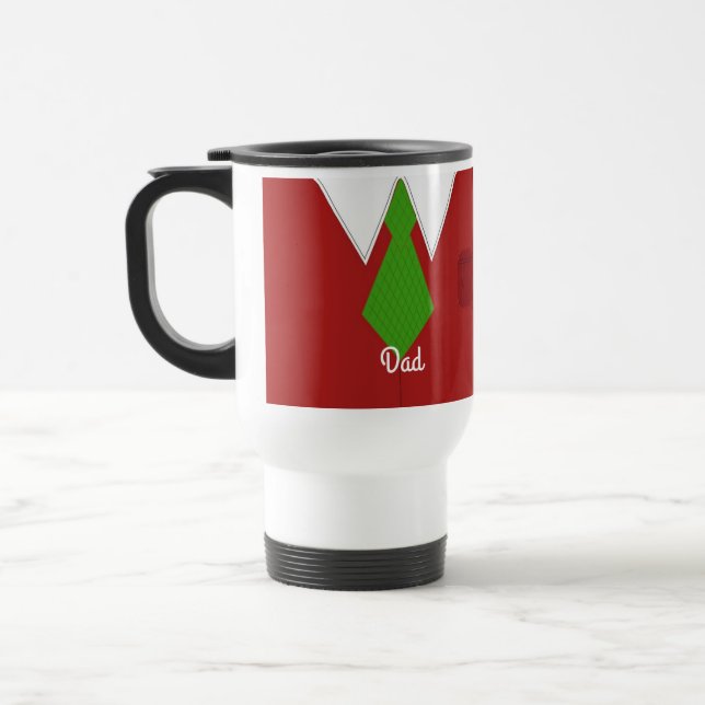 Caneca Térmica Camisa de vestido vermelho pai e empate (Esquerda)