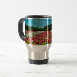 Caneca Térmica Campo de Papoulas Vermelhas e Brancas