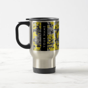 Caneca Térmica Camuflagem Amarela e Cinza Seu nome Personaliza