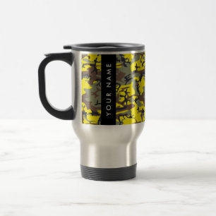 Caneca Térmica Camuflagem Amarela e Marrom Personalize seu nome