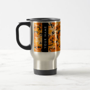 Caneca Térmica Camuflagem Laranja Personalize seu nome
