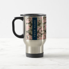 Caneca Térmica Camuflagem rosa e verde Seu nome personaliza