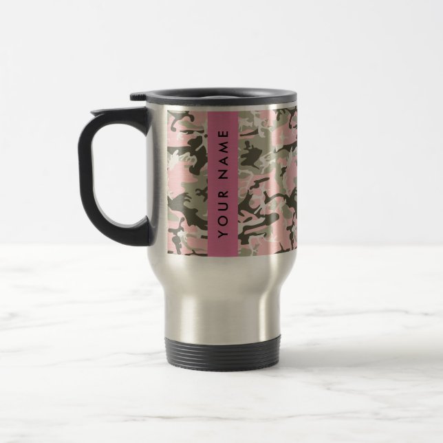 Caneca Térmica Camuflagem rosa e verde Seu nome personaliza (Esquerda)