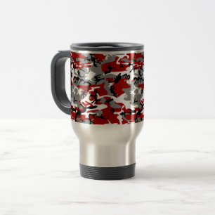 Caneca Térmica Camuflagem Vermelha e Cinza, Militar, Exército