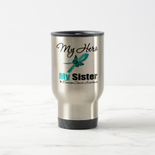 Caneca Térmica Câncer de ovário meu herói minha irmã