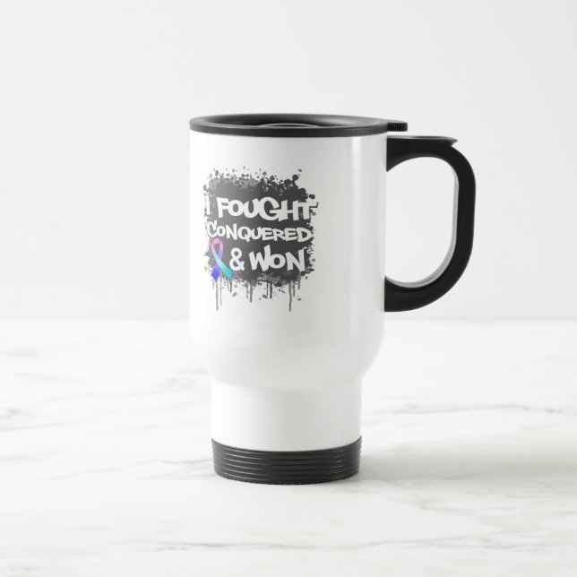 Caneca Térmica Cancer que de tiróide eu lutei conquistado ganhado (Direita)